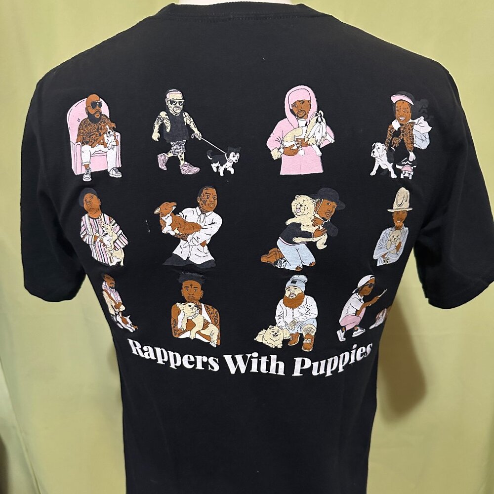 Rappers with Puppies Dog Limited Men's Black T Shirt Size Small